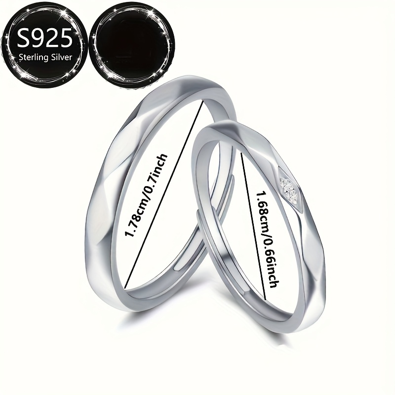 925 Silver Geometric Wedding Bands - Perfect Gift for Girlfriend